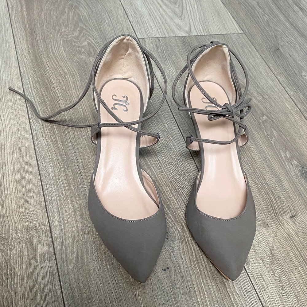 Elegant Gray Lace-Up Heels for Women